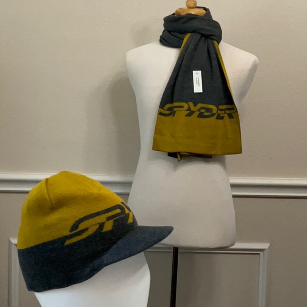 Spyder VISOR HAT & SCARF SET - grey/mustard